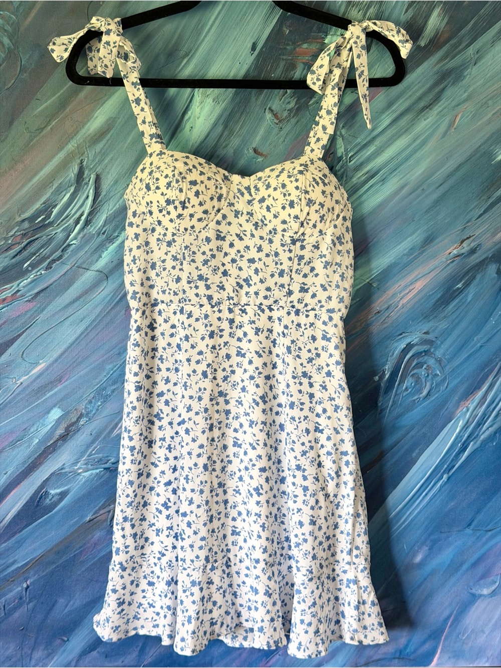 Lily Rose White and Blue Floral Tie Dress